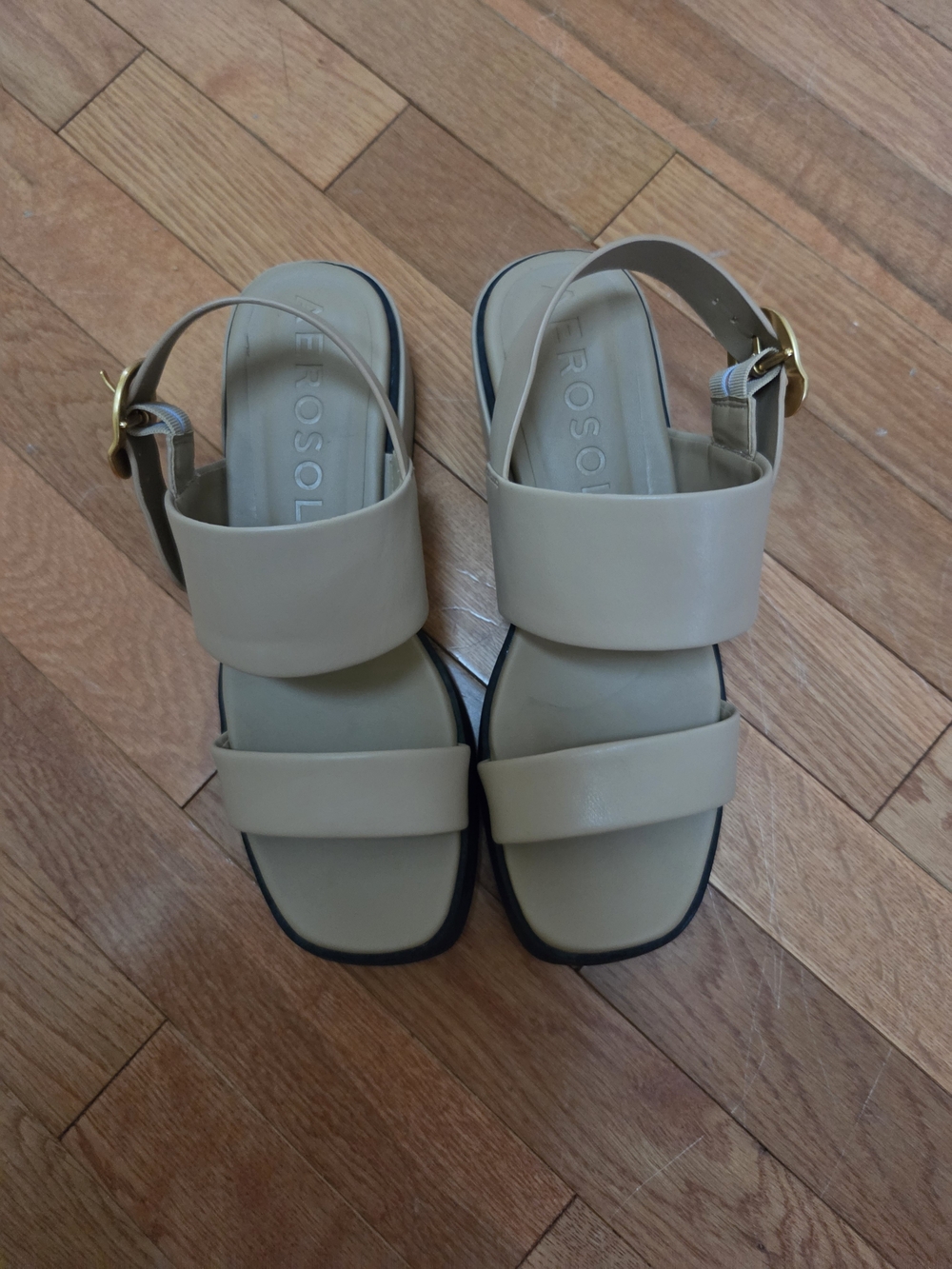 Aerosoles Women’s Beige Double-Strap Slide Sandals - Picture 2 of 4